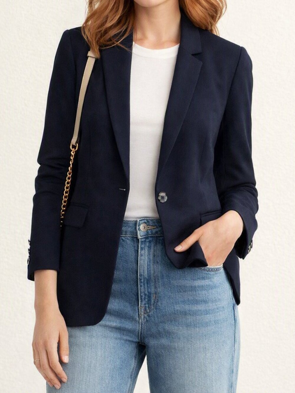 🍁Navy Tailored Blazer | Size 8 | Quiet Luxury Minimalist Workwear |